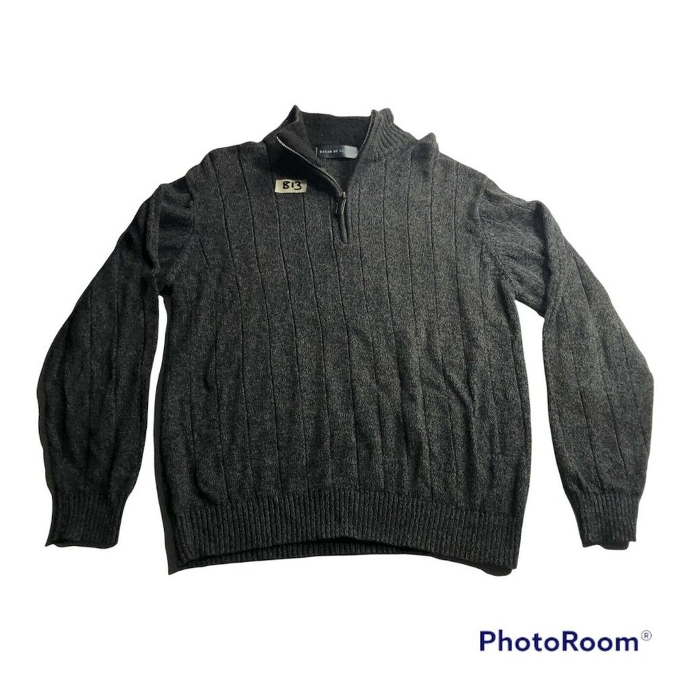 Oscar De La Renta Mens Size Large 100 Cotton 1/4 Zip Sweater Warm